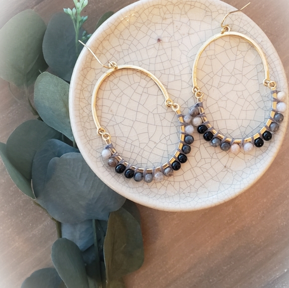 Anthro Natural Stone Drop Earrings
